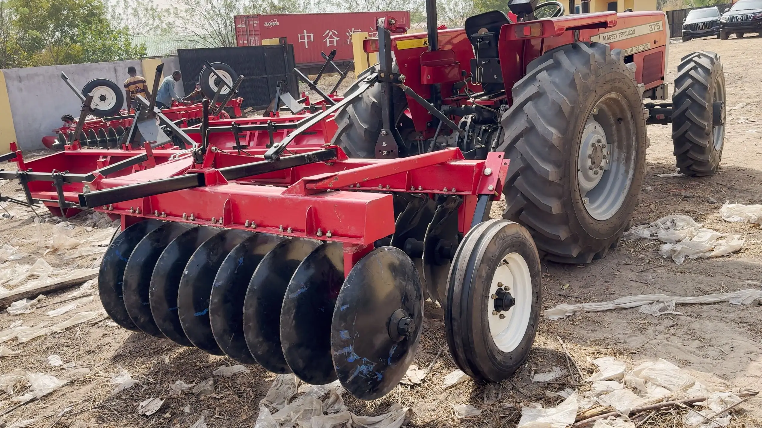 Powerful Massey Ferguson MF 375 4WD 75 HP tractor with Disc Plough Attachment for Commercial Agriculture